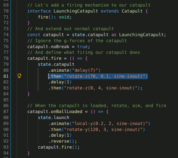 An interactive Orbliterate world with hazards and objects